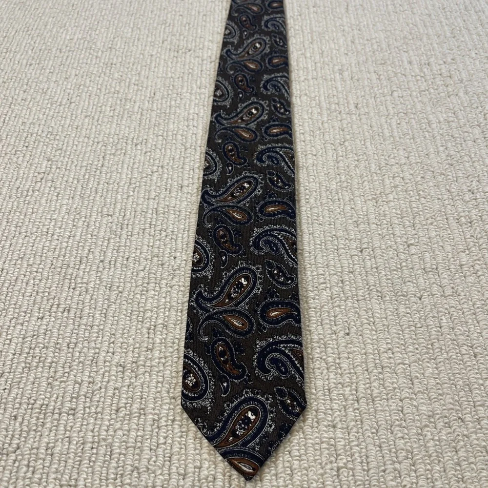 Robert Talbott Nordstrom Wool Tie Brown Paisley Men's Designer Necktie